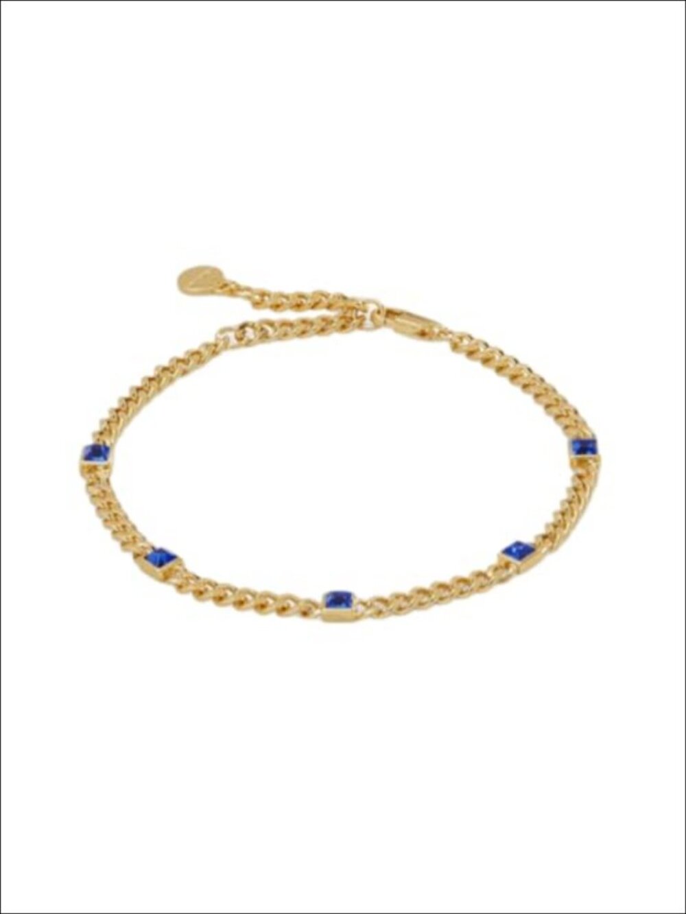 Sapphire Birthstone Curb Chain Bracelet Silver Gold Nickel-Free